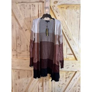 JOSEPH A. Cardigan Women Striped Blush 2 Pockets Size Medium NWT